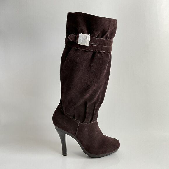 Michael Kors Boots Women 8M Brown Suede Kincade Knee High Slouchy Platform Heels - Picture 2 of 12